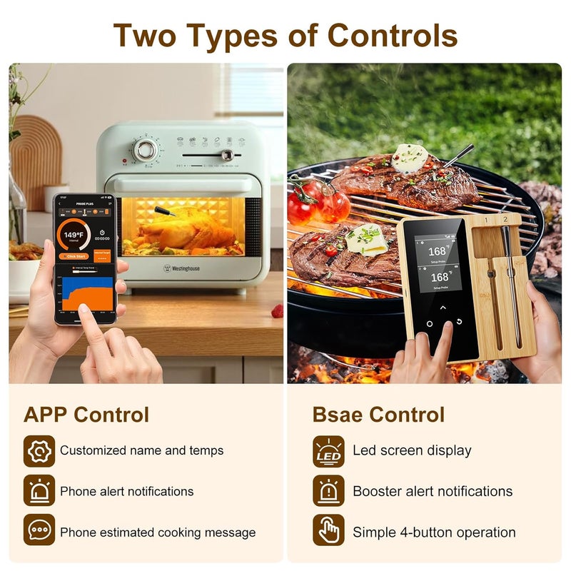 Newise Wireless Meat Thermometer Digital with 2 Probes, Long Range Bluetooth Food Thermometer with Smart APP Alerts for Cooking, Grill, AirFryer, Perfect for BBQ Chicken Turkey - Image 3